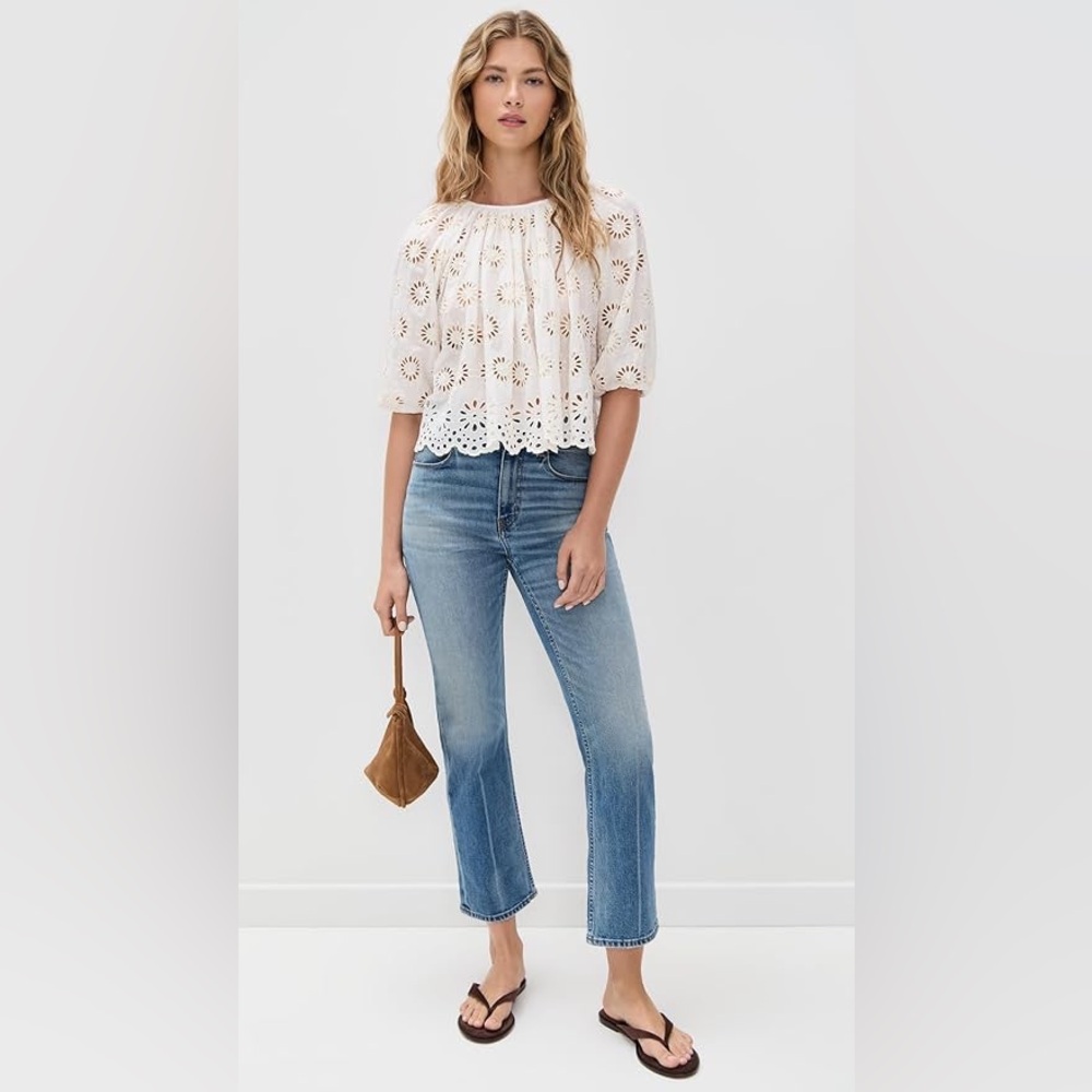 Madewell Embroidered Shirred Puff Sleeve Top - Picture 5 of 16
